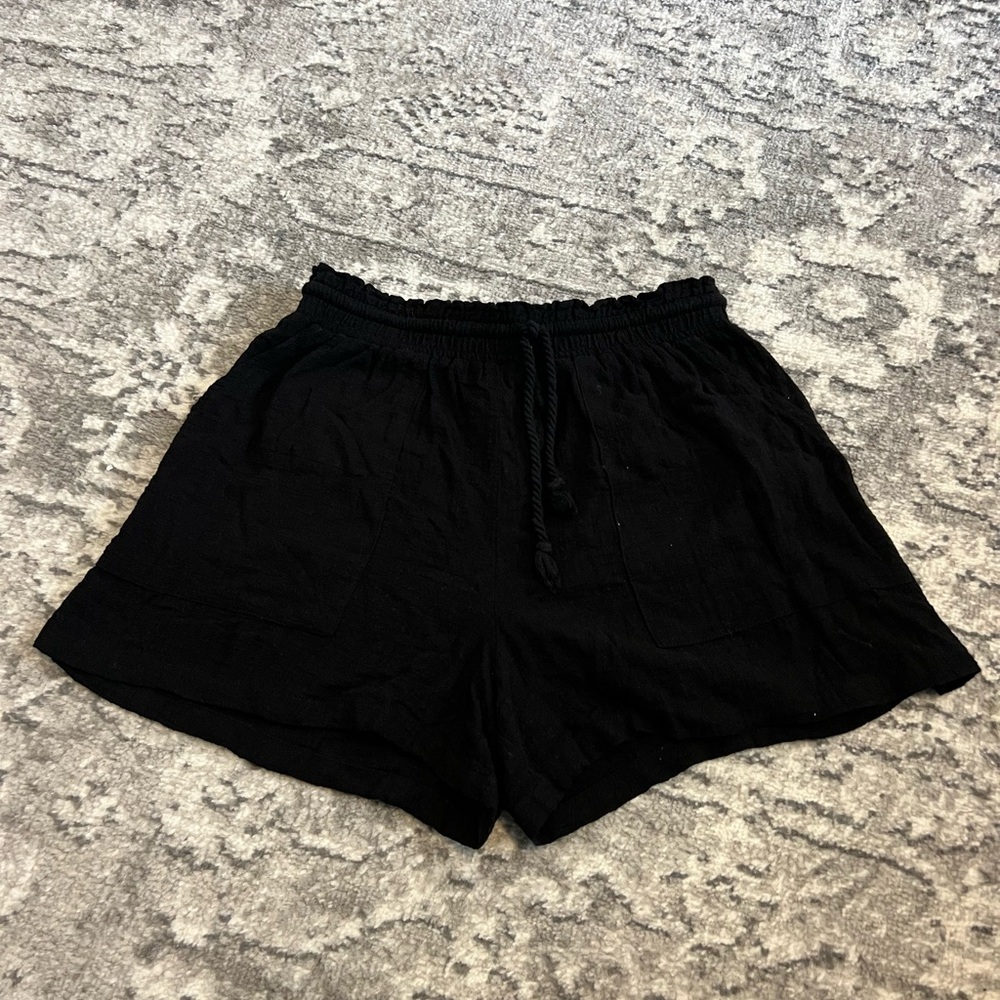 Cotton On Black Linen High Waist Shorts
